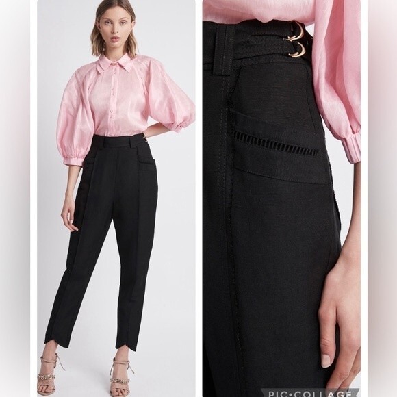 Aje Womens Nova Stepped Hem Pant Black Size US 4 NWT - Picture 1 of 7